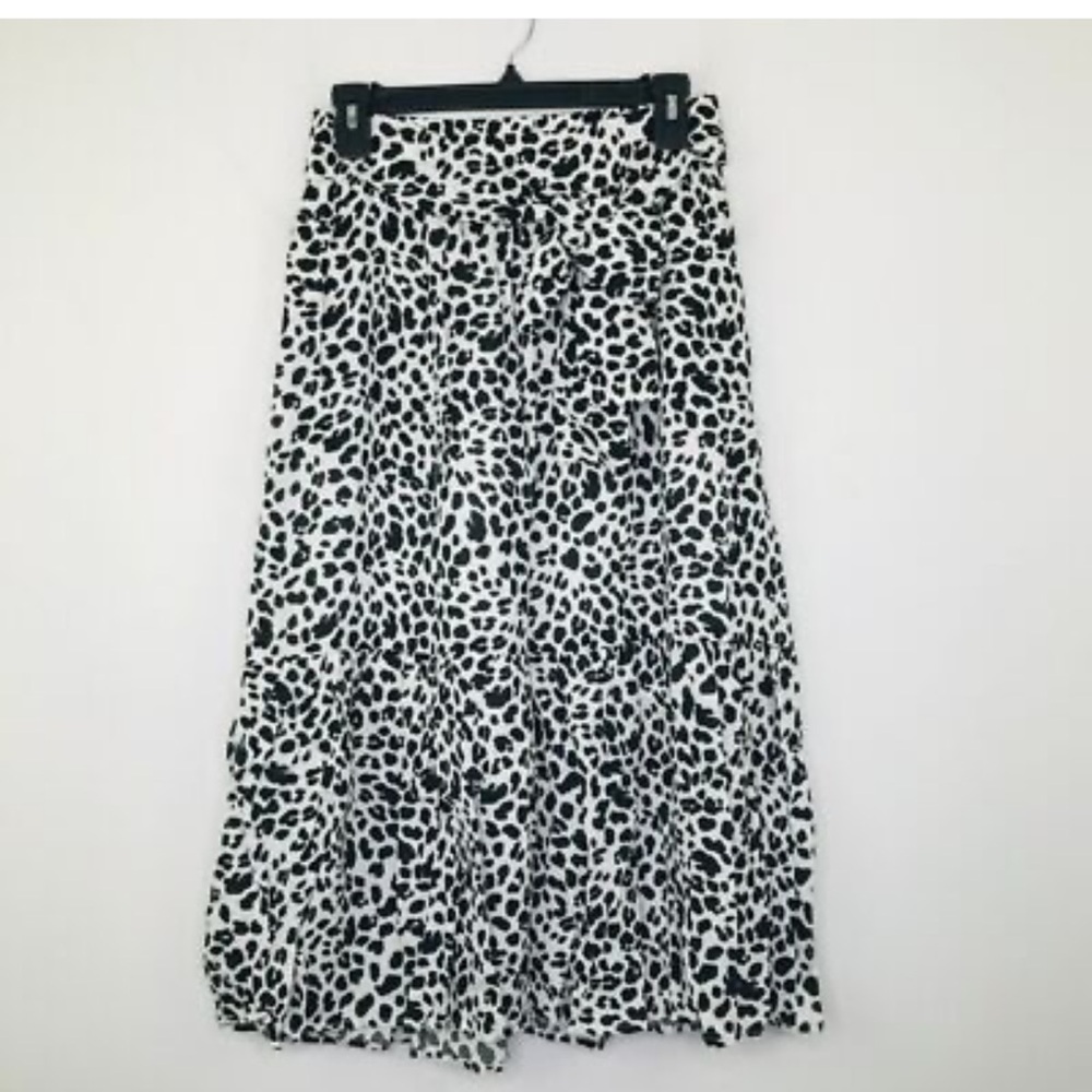 NWT Gibson Black & White Leopard Print Maxi Skirt m